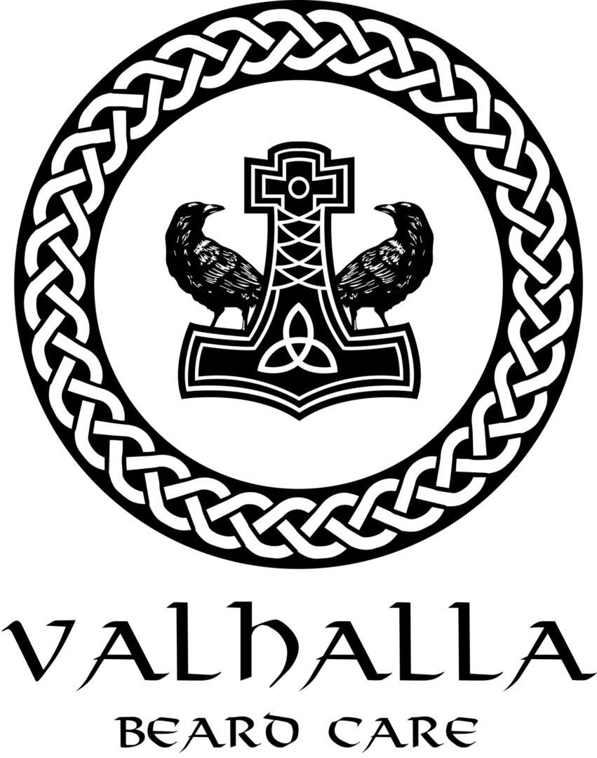 A black and white image of the valhalla logo.