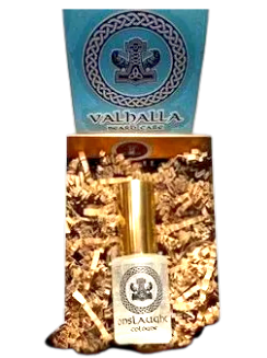 A box of valhalla perfume with the packaging in it.