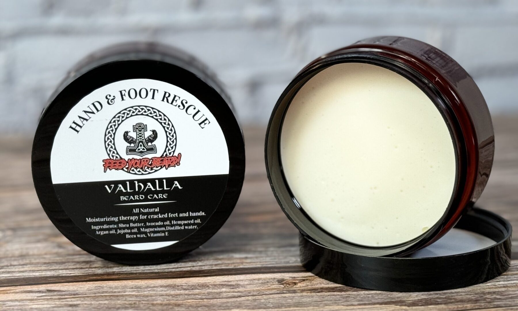 A close up of two different types of balm