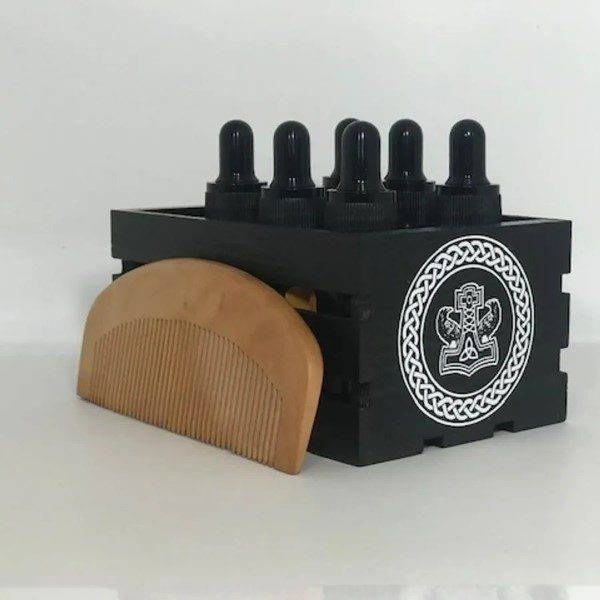 quick pick six beard oil with a comb
